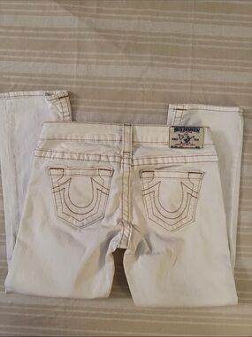 True Religion ,White/Cream w/Back-Pocket Embroidered Jeans